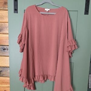 ODDY Dusty Pink Ruffle Sleeve Tunic